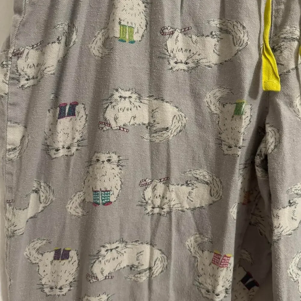 Vintage Old Navy Grumpy White Cats Kitties Kitty‎ Meow Print Pajama Pants XL